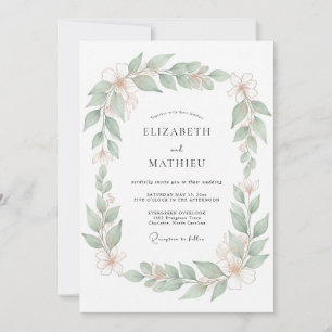 Sage Fresh Floral Wedding Invitation