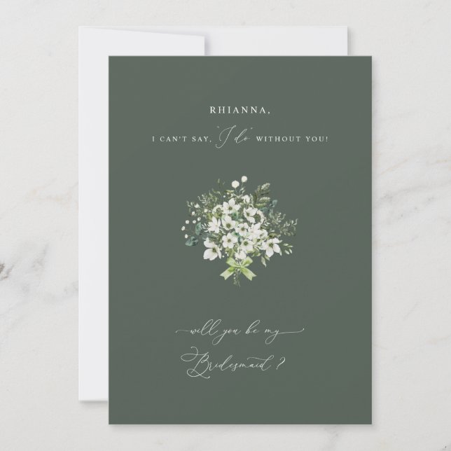 Sage Garden Bridesmaid Proposal Invitation Card (Front)
