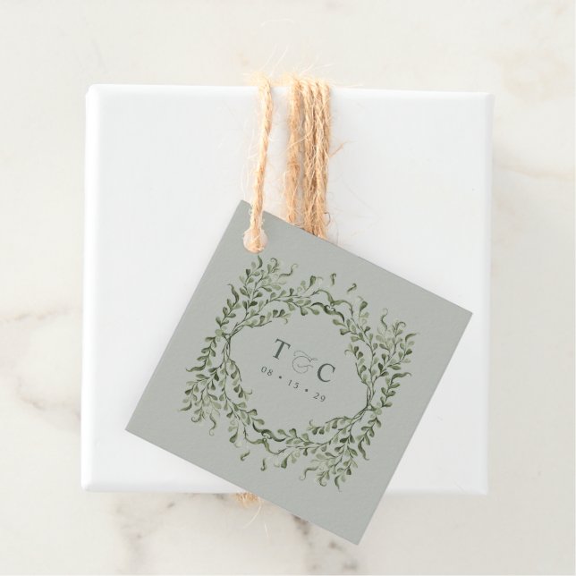 Sage Garden Gift Tag Wedding Party Favours Label (In Situ)