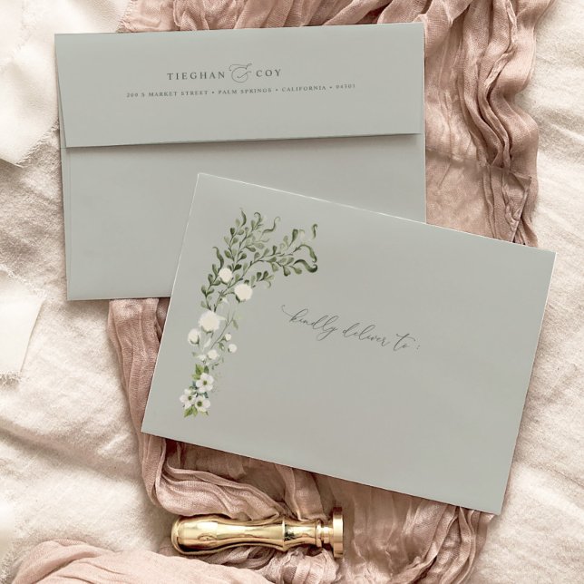 Sage Garden Return Addressed Invitation Envelope  (Creator Uploaded)