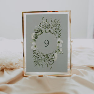 Sage Garden Table Number Wedding Reception Sign