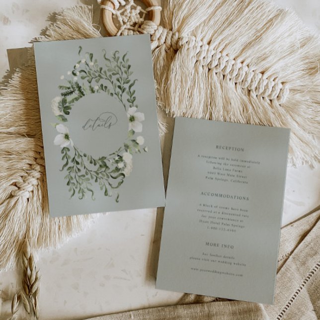 Sage Garden Wedding Info Details Enclosure Card (Creator Uploaded)