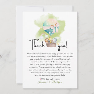 Sage Gender Reveal Baby Animal Safari Thank you Card