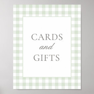 Sage Gingham Baby Shower Cards and Gifts Sign