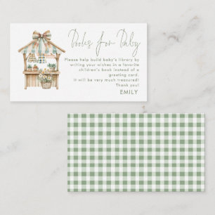 Sage Gingham Farmers Market Books For Baby Shower Enclosure Card
