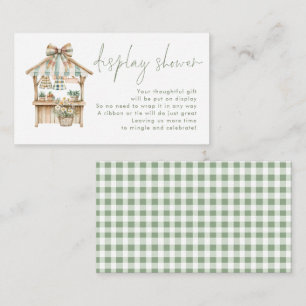 Sage Gingham Farmers Market Display Baby Shower  Enclosure Card