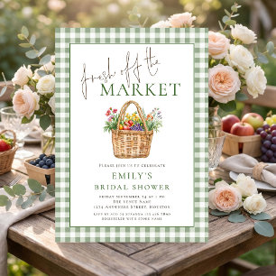 Sage Gingham Fresh off Market Bridal Shower Invitation
