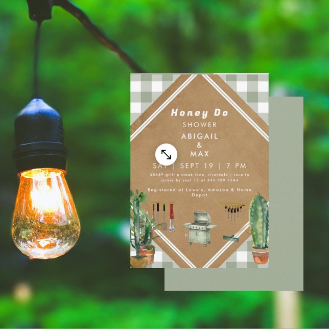Sage Gingham Honey Do Shower Invitation (Creator Uploaded)