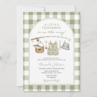 Sage Gingham Little Fisherman Baby Shower