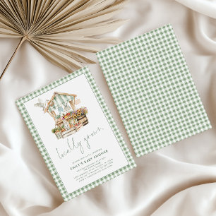 Sage Gingham Locally Grown Market Baby Shower  Invitation
