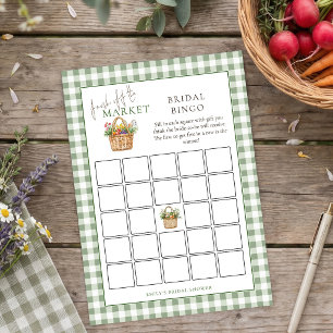 Sage Gingham Market Bridal Shower Bingo card