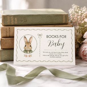 Sage Gingham Rabbit Baby Shower Enclosure Card