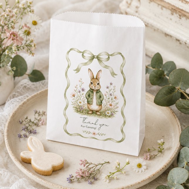 Sage Gingham Rabbit Baby Shower Favour Bags (Creator Uploaded)