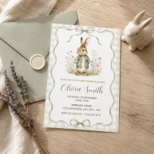 Sage Gingham Rabbit Baby Shower