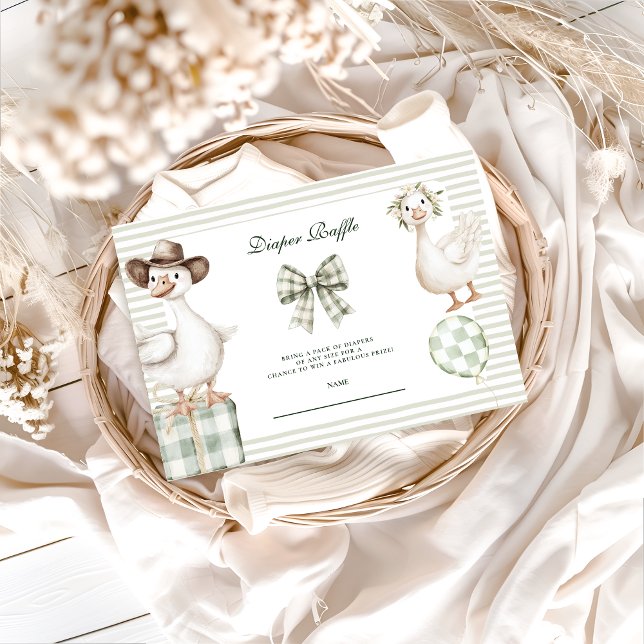 Sage Gingham Silly Goose Diapper Raffle Enclosure Card (Creator Uploaded)