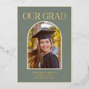 Sage Gold Arch Photo Elegant Grad Announcement