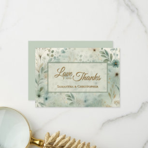 Sage & Gold Boho Chic Medley Love Thanks Wedding Thank You Card