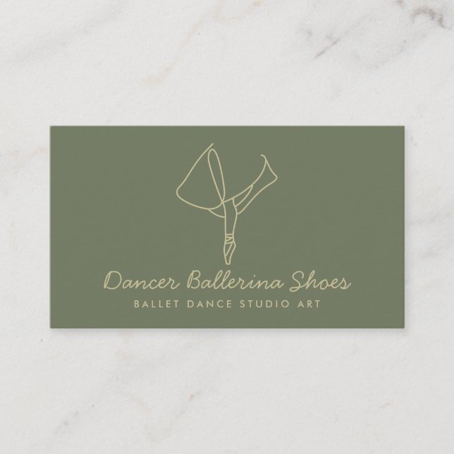 Sage Gold Dance School Ballet Business Card (Front)