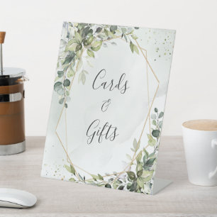 Sage gold eucalyptus geometric wedding gifts sign