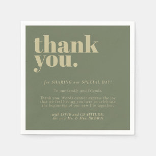 Sage Gold Formal Thank Minimalist Decor Wedding Napkin