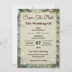Sage Gold Luxe Greenery Wedding Save The Date
