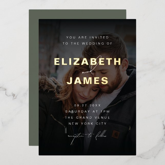 Sage & Gold Modern Minimalist Rustic Wedding (Front/Back)