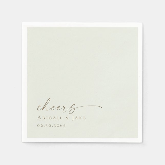 Sage & Gold Personalised Wedding Napkins  (Front)