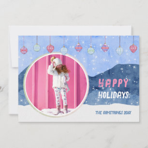 Sage Gold Scandi Tree Pattern Photo Christmas Holiday Card