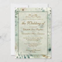 Sage Gold Watercolor Botanical Formal Wedding