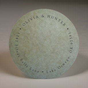 Sage Gold Wedding Couple Names Return Address Classic Round Sticker