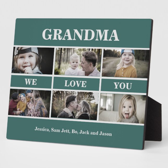 Sage Grandma We love You Photo Collage Plaque (Side)