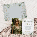 Sage Green 16th Birthday Photo Thank You Card<br><div class="desc">This modern botanical themed thank you card features beautiful watercolor eucalyptus greenery and modern lettering. Customise the thank you note to suit your event!</div>
