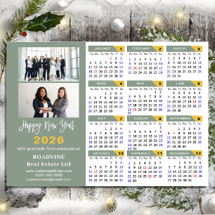Sage Green 2026 Calendar Business 2 Photo Magnetic
