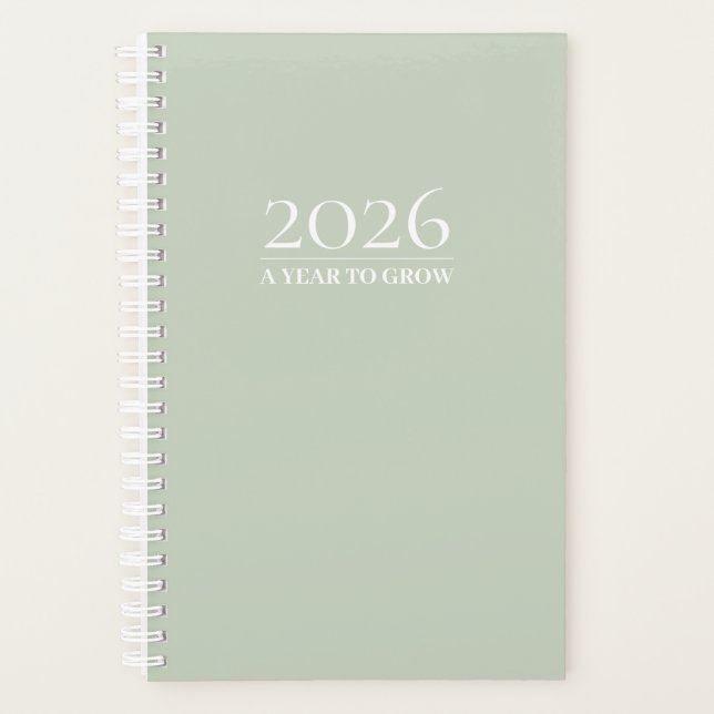 Sage Green 2026 Planner | Custom Title & Initials (Front)