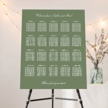 Sage Green 20 Table Wedding Seating Chart