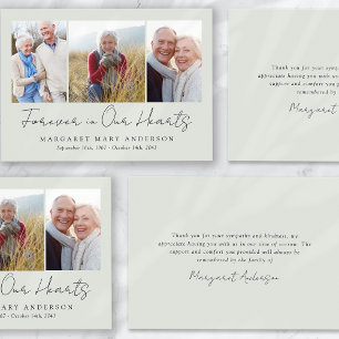 Sage Green 3 Photos Funeral Sympathy  Thank You Card