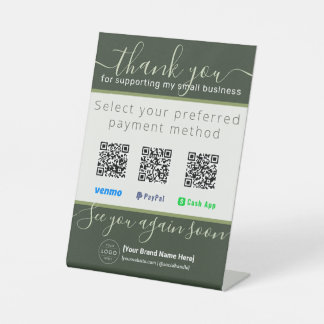 Sage Green 3 QR Code Business Payment Sign