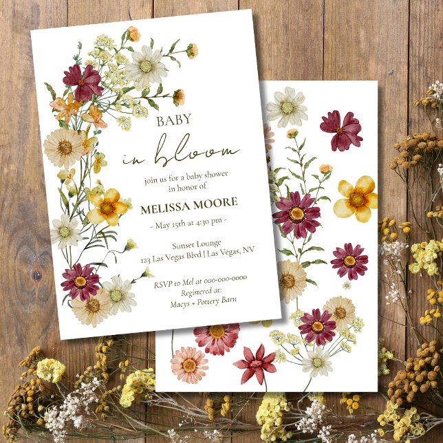 Sage Green A Little Wildflower Baby Shower Invitation (Creator Uploaded)