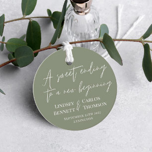 Sage green A sweet ending to a new beginning Favour Tags