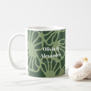 Sage Green Abstract Coral Floral Seamless Pattern Coffee Mug