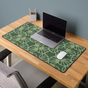 Sage Green Abstract Coral Floral Seamless Pattern Desk Mat