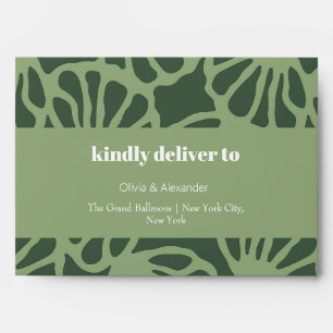 Sage Green Abstract Coral Floral Seamless Pattern Envelope