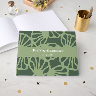 Sage Green Abstract Coral Floral Seamless Pattern Guest Book