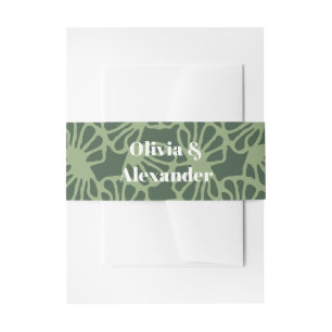 Sage Green Abstract Coral Floral Seamless Pattern Invitation Belly Band