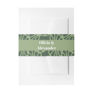 Sage Green Abstract Coral Floral Seamless Pattern Invitation Belly Band