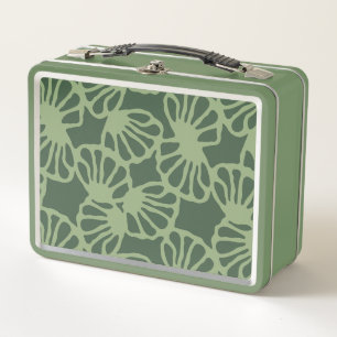 Sage Green Abstract Coral Floral Seamless Pattern Metal Lunch Box