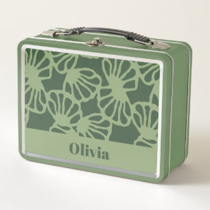 Sage Green Abstract Coral Floral Seamless Pattern Metal Lunch Box