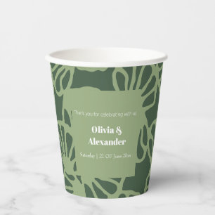 Sage Green Abstract Coral Floral Seamless Pattern Paper Cups