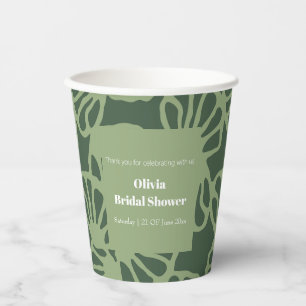 Sage Green Abstract Coral Floral Seamless Pattern Paper Cups