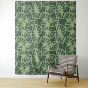 Sage Green Abstract Coral Floral Seamless Pattern Tapestry